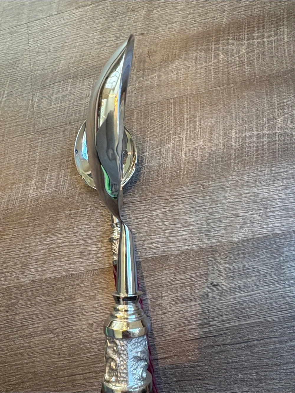 Lenox Holiday Jewel 2-Piece Serving Spoons Stainless Steel Red Spiral Handle